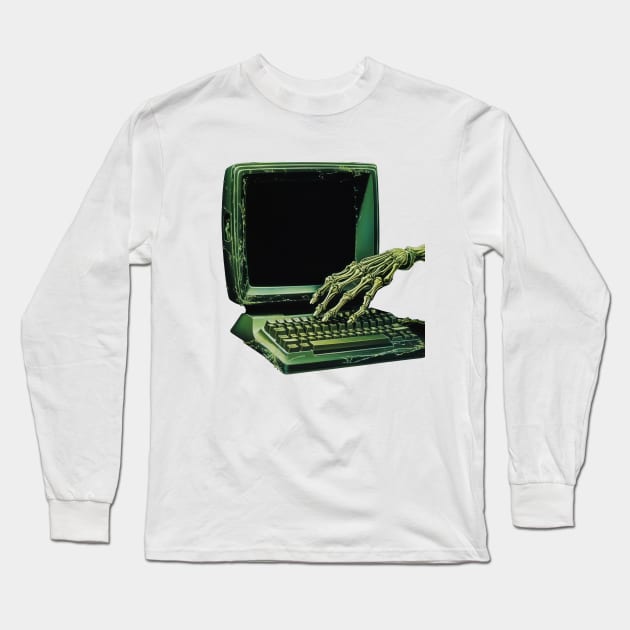 Ghost in the Machine: A Haunted Terminal Long Sleeve T-Shirt by TooplesArt